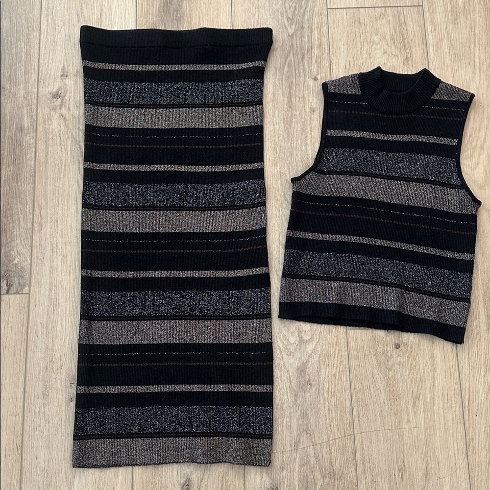 House of Harlow Sweater Top/Skirt Set